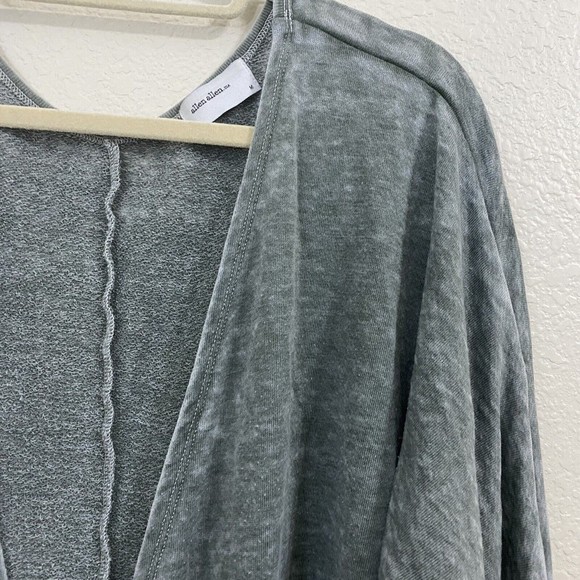 Allen Allen Usan Womens Cardigan Size M Green Open Front Pockets YF11635 - Picture 3 of 6